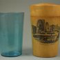 Antique Mauchline ware canister with glass view of Hastings Castle Sussex