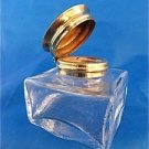 REPLACEMENT WRITING SLOPE BOX INKWELL GLASS WITH BRASS HINGED LID LARGE SIZE