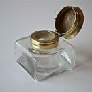 Antique replacement inkwell hinged top writing box ink well pot slope dip pen
