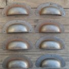 SET OF 8 ANTIQUE PRESSED AGED STEEL DRAWER HANDLE FILING INDUSTRIAL PULL CB11