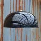 LARGE 1970'S RETRO STYLE BLACK GLOSS HALF BALL CEILING PENDANT LIGHT LAMP SHADE