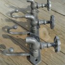 Industrial style boiler room triple tap hook distressed steel finish
