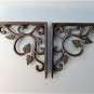A PAIR OF SMALL CAST IRON LEAF ANTIQUE STYLE SHELF BRACKETS WALL BRACKET