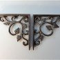 A PAIR OF SMALL CAST IRON LEAF ANTIQUE STYLE SHELF BRACKETS WALL BRACKET