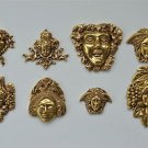 Set of 8 antique style solid brass furniture mounts ormalu plaques