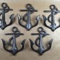 Set of 5 vintage cast iron ships anchor coathook coat hook hanger nautical AL60