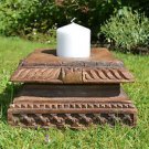 Large antique hand carved wooden column top candle stand solid teakwood MM9