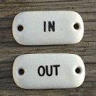 Original Edwardian china IN and OUT door plaque signs W4