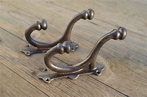 Pair large cast iron industrial factory coat hook wall hanging coathooks AL49