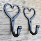 A pair hand wrought iron Shaker heart hooks folk art wall hanger door hook LHH1
