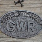SMALL OVAL GREAT WESTERN RAILWAY CAST IRON PLAQUE GWR METAL DOOR SIGN CB1