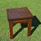 A lovely antique marriage stool hand carved oak 1946 folk art handmade
