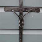 HAND WROUGHT IRON NAIVE FOLK ART WALL CRUCIFIX HOLY CROSS BLACKSMITH MADE WC2