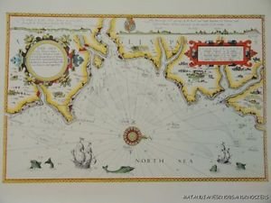 OLD COPY OF JOHN SPEED MAP OF THE SEA BETWEEN DOVER AND ORFORDNES