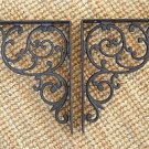 Pair of antique Regency cast iron wall shelf brackets bracket 10" x 8" AL21