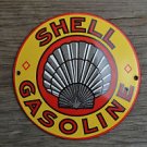 Superb heavy quality enamel advertising sign Shell gasoline round wall plaque
