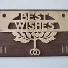 Arts and Crafts best wishes fret cut frame stylized vines sycamore rosewood 2