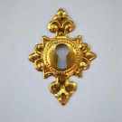 Original antique pressed brass Gothic escutcheon plate keyhole box furniture KP3
