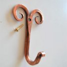 Beautiful handmade copper curled top hook coathook folk art hanger CCT1