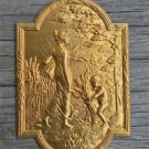 Superb small Victorian gilt brass lady cartouche mount furniture ormalu RZ3