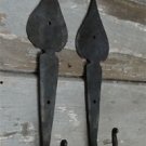 A PAIR OF LARGE HANDWROUGHT IRON SPADE HOOKS FOLK ART WALL HOOK DOOR HANGER MH3