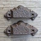Pair Gothic Revival cast iron drawer pull furniture handle cabinet AL7