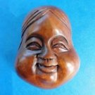 BEAUTIFUL HAND CARVED WOODEN BOXWOOD NETSUKE HAPPY ROUND FACE L67
