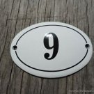 SMALL ANTIQUE STYLE ENAMEL DOOR NUMBER 9 SIGN PLAQUE HOUSE NUMBER FURNITURESIGN