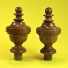 Pair superb 5 inch antique hardwood turned finial furniture clock mirror top F2