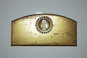 Original antique pressed brass escutcheon plate keyhole chest furniture KP15