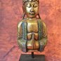 BEAUTIFUL ANTIQUE STYLE CARVED WOODEN GILDED BUDDHA FIGURE ON STAND BB6