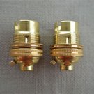 2 BRASS BAYONET FITTING BULB HOLDER LAMP HOLDER EARTHED WITH SHADE RING 10MM L2