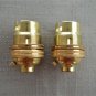 2 BRASS BAYONET FITTING BULB HOLDER LAMP HOLDER EARTHED WITH SHADE RING 10MM L2