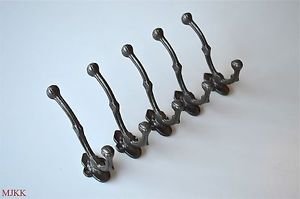 5 small Victorian design double coathook cast iron hanging coat hook ALR8
