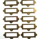 SET  OF 10 ANTIQUED BRASS FILE CABINET LABEL HOLDER NAME PLAN CHEST DRAWER LH2