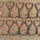 10 small solid copper Shaker heart hook American folk art wall door coathook