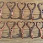 10 small solid copper Shaker heart hook American folk art wall door coathook