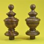 Pair superb 4 1/4 inch antique hardwood turned finial furniture clock mirror F3