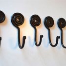 SET OF 5 UNUSUAL WROUGHT IRON SPIRAL COAT HOOKS WALL HOOK HANGER BLACK IRON SPH1