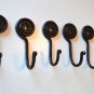 SET OF 5 UNUSUAL WROUGHT IRON SPIRAL COAT HOOKS WALL HOOK HANGER BLACK IRON SPH1