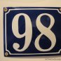 EDWARDIAN STYLE ENAMEL DOOR NUMBER 98 SIGN PLAQUE