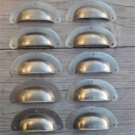A SET OF 10 ANTIQUE PRESSED AGED BRASS DRAWER HANDLE FILING INDUSTRIAL PULL CB12