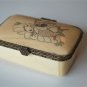 HANDCARVED BOVINE BONE ORIENTAL PILL TRINKET BOX ETCHED LADY RIDING KOI CARP LK5