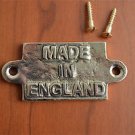Small vintage solid brass MADE IN ENGLAND plaque sign furniture emblem