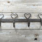 BEAUTIFUL HANDWROUGHT IRON SHAKER HEART HOOK RACK BAR HANGING HOOKS COATRACK