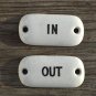 Original Edwardian china IN and OUT door plaque signs W2