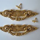 Pair of Victorian brass folliage drawer handle draw pull desk chest cabinet 2027
