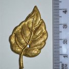 Original antique cast brass leaf furniture mount mirror cartouche emblem RM11