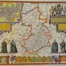 OLD COPY OF JOHN SPEED MAP OF CAMBRIDGESHIRE CAMBRIDGE TOWN PLAN