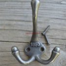 Antique style cast iron 1883 coat hook triple coathook door hanger c/w screws